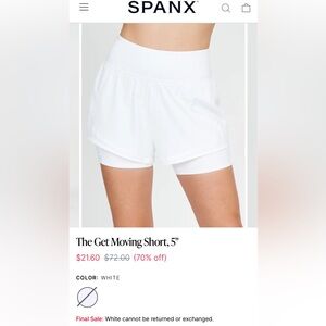 NWT SPANX Get Moving shorts 5 in.